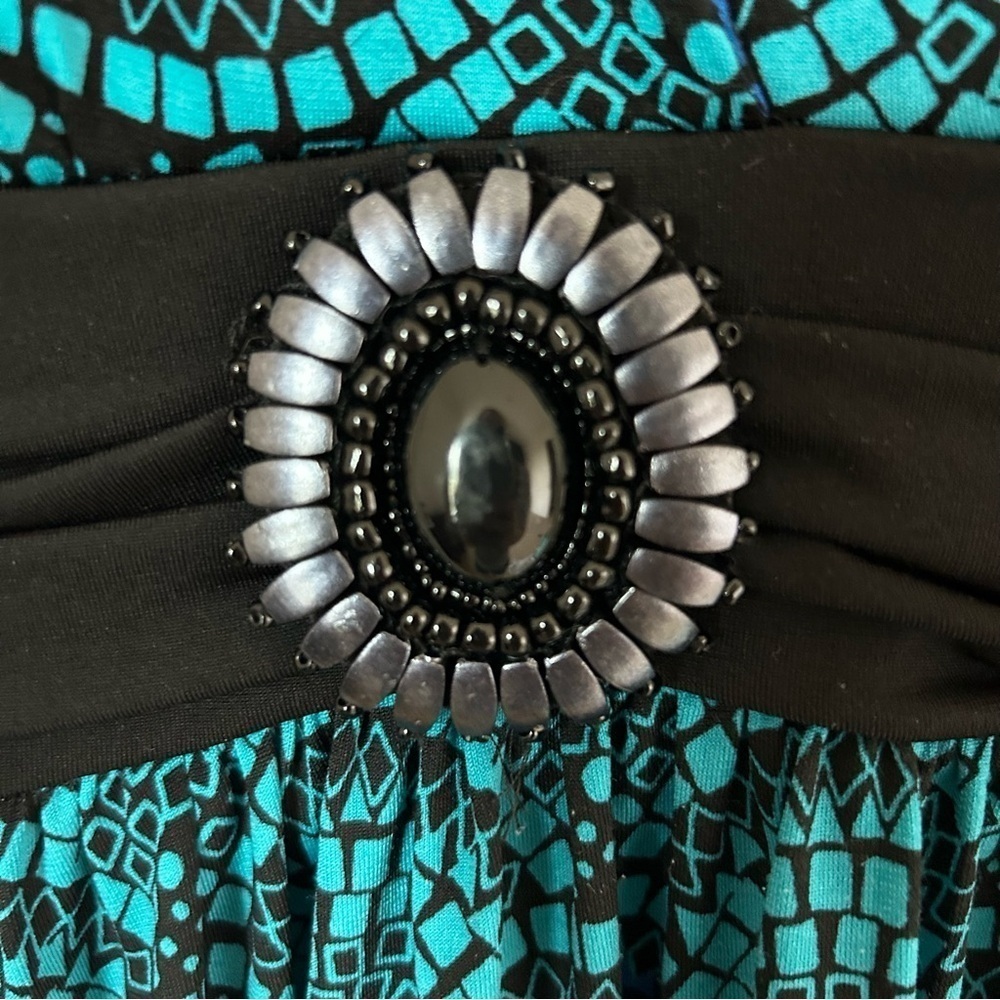 Y2K Candies Blue and Black Patterned Jeweled Mini Racerback Club Summer Dress - Picture 3 of 7